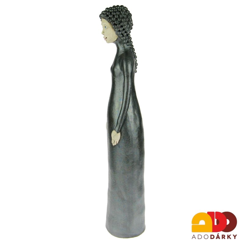 Socha ženy v metalických šatech 49 cm