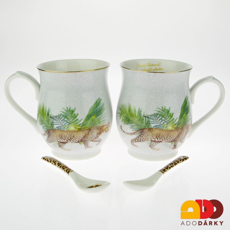 Sada dvou baňatých hrnků se lžičkami Gepard 0,3 l