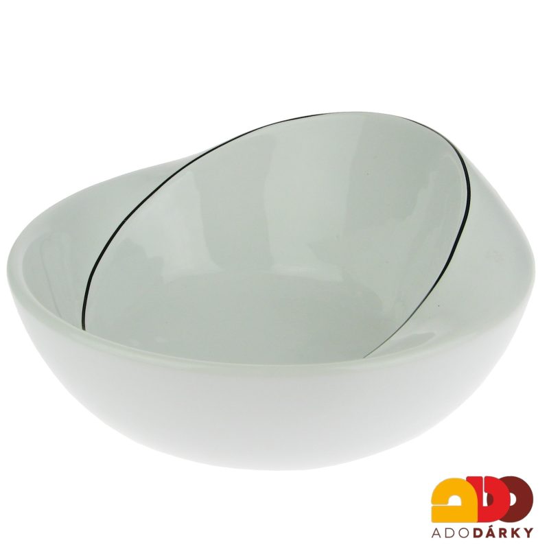 Nepravidelná porcelánová mísa s černým lemem