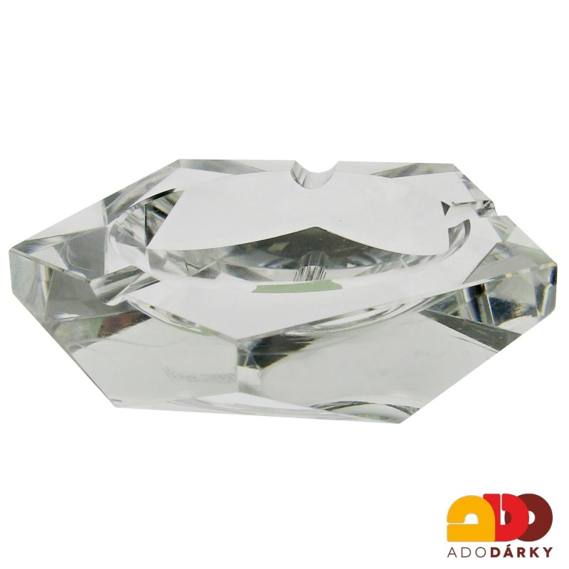 Popelník z čirého skla 10 x 1 0 x 2,5 cm