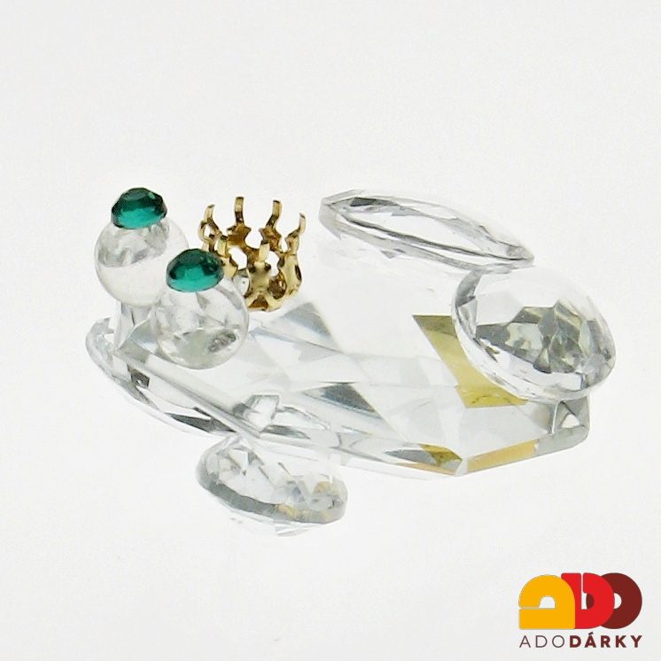 Skleněná figurka "Žába se zlatou korunkou" 4 x 5 x 2,5 cm