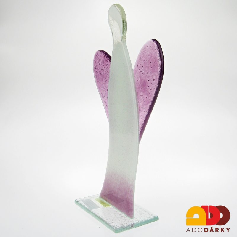 Skleněný anděl růžový 20,5 cm
