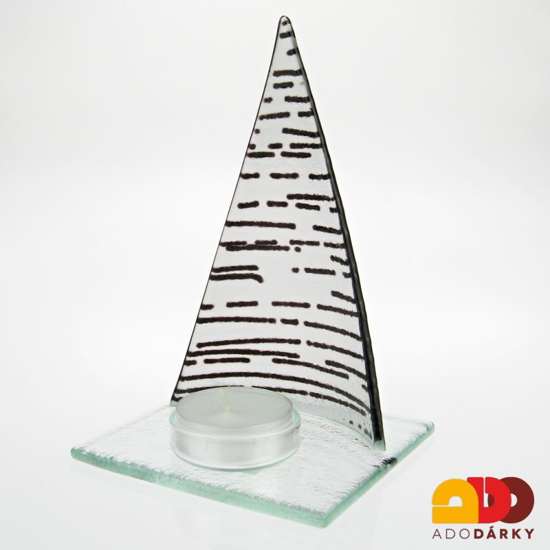 Skleněný svícen stromeček 15,5 cm - var. 1