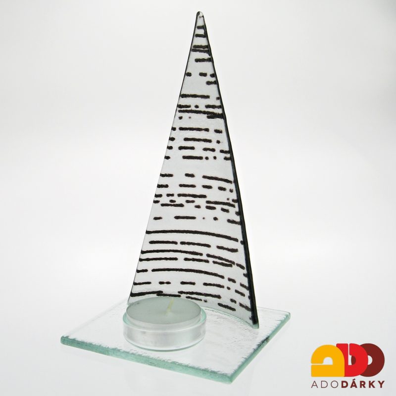 Skleněný svícen stromeček 18 cm - var. 1