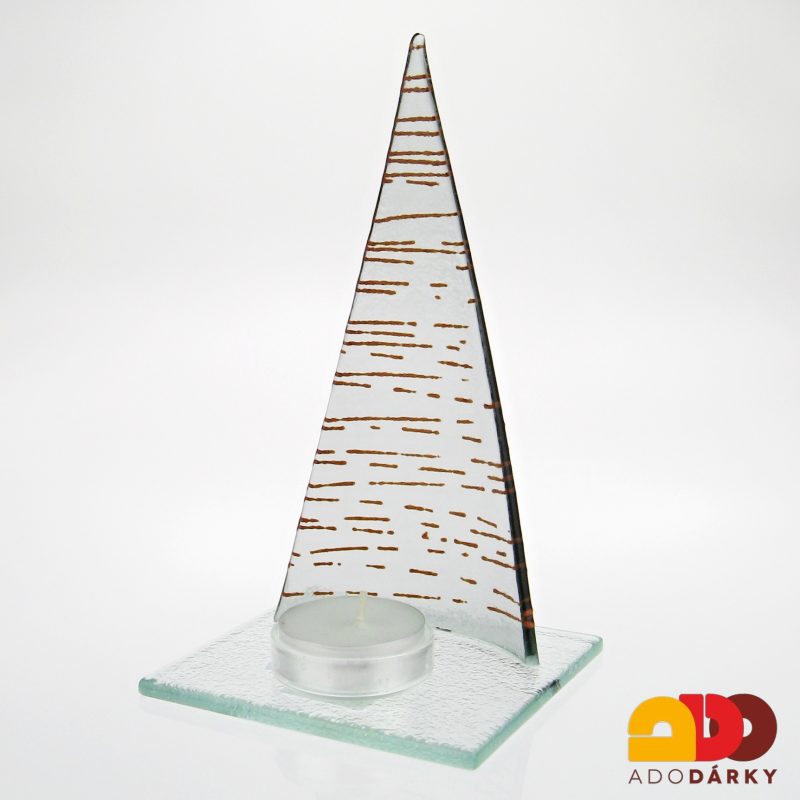 Skleněný svícen stromeček 15,5 cm - var. 2