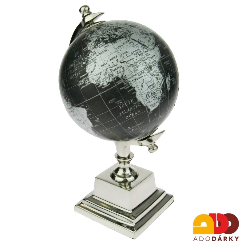 Globus v černostříbrné barvě ø 14 cm