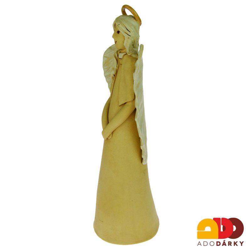 Anděl keramický vysoký se svatozáří 39 cm