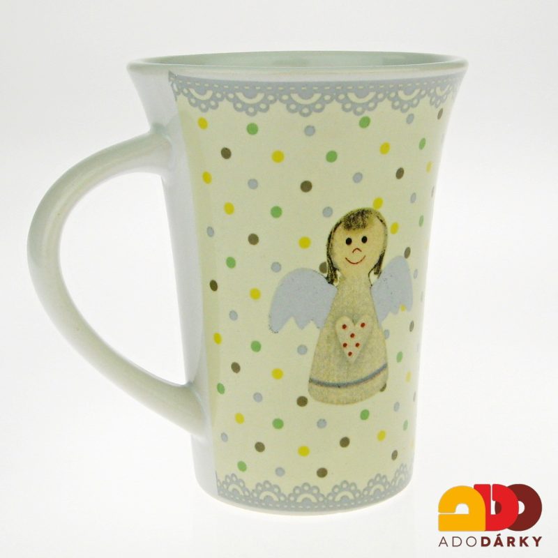 Hrnek puntíky s andělem 300 ml 