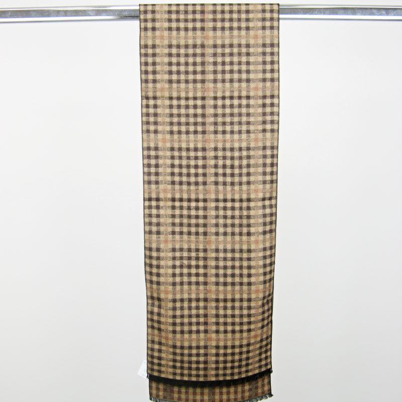 Pánská šála úzká károvaná hnědá