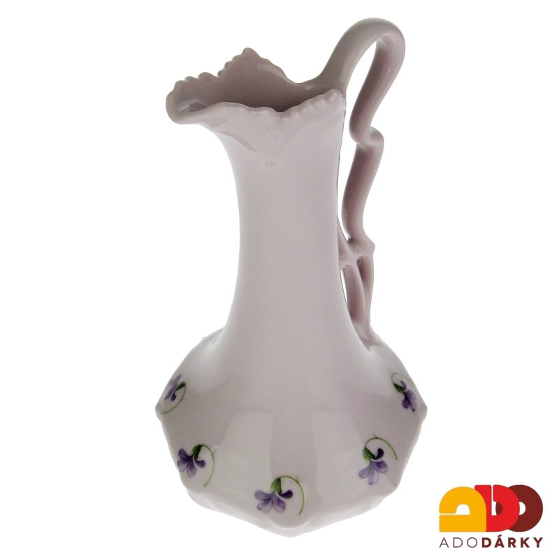 Džbánek růžový porcelán s fialkami 26 cm