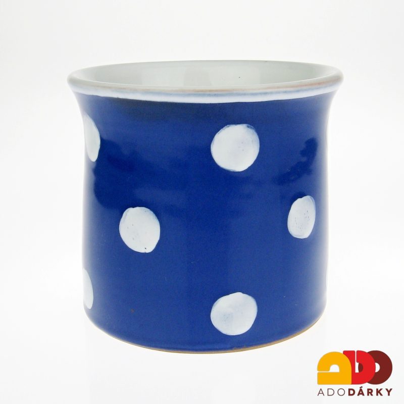Hrnek modrý s bílými puntíky 0,6 l