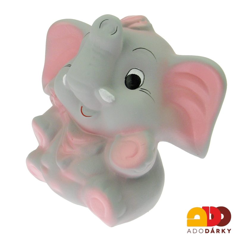 Pokladnička slon střední šedo-růžový 23 cm