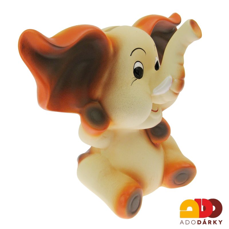 Pokladnička slon s velkýma ušima oranžový 28 cm