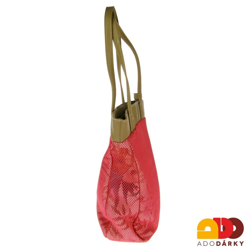 Kabelka letní růžová s listy 32 cm