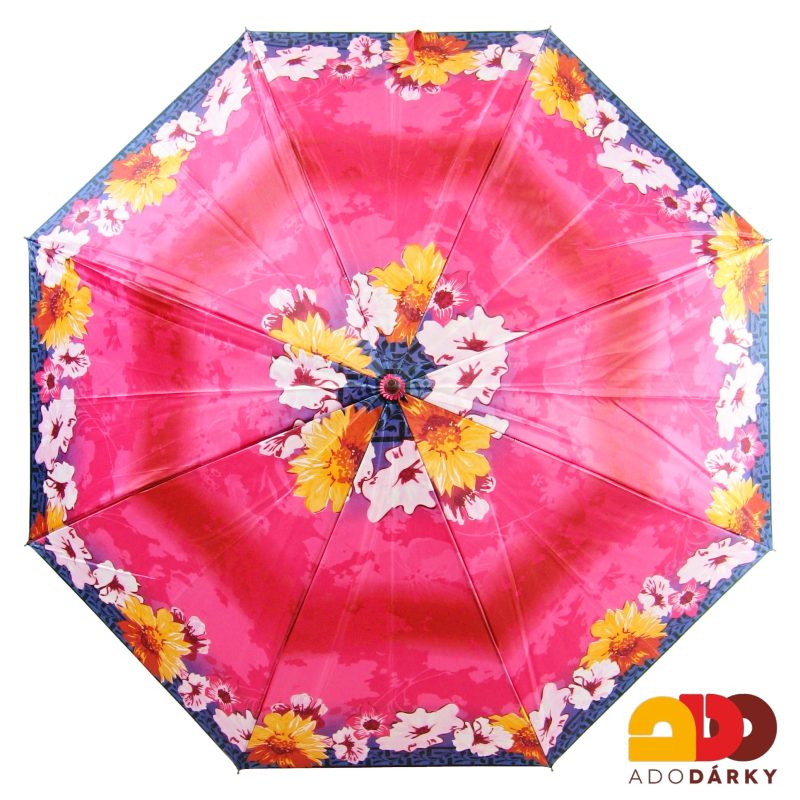 Dámský deštník růžový s květy