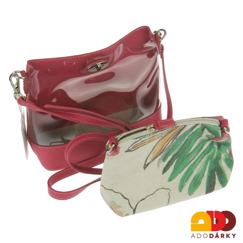 Průhledná kabelka David Jones červená 23 cm