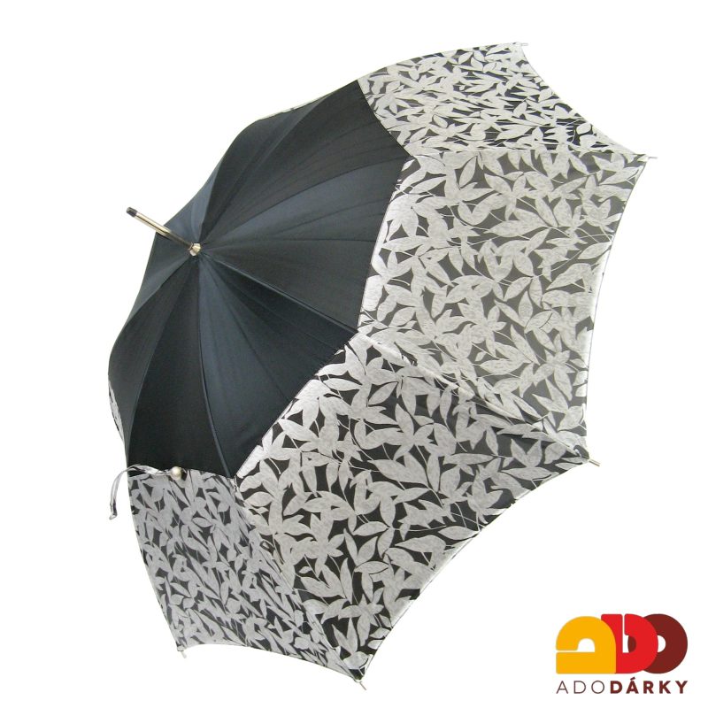 Ručně šitý dámský deštník Stříbrné lístky