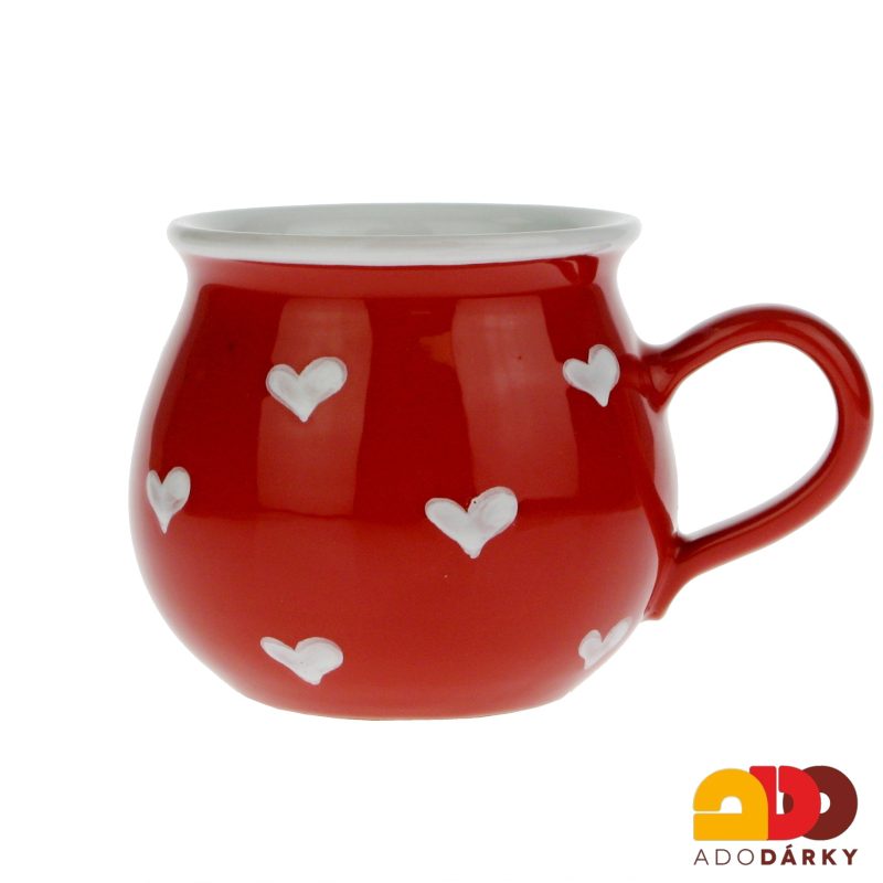 Hrnek baculatý se srdíčky červený 0,4l