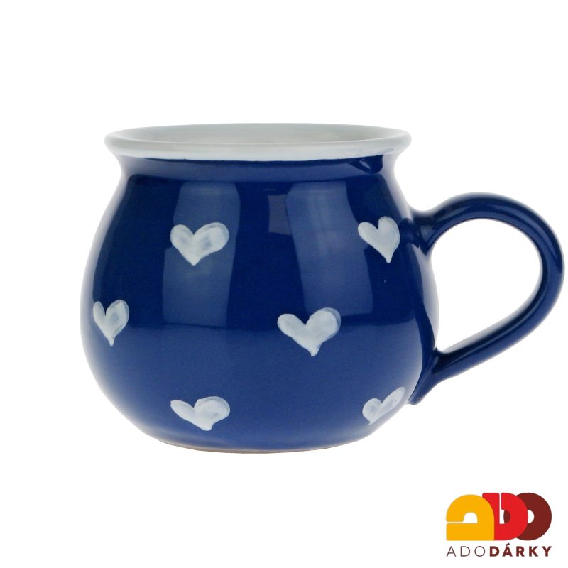 Hrnek baculatý se srdíčky modrý 0,4l