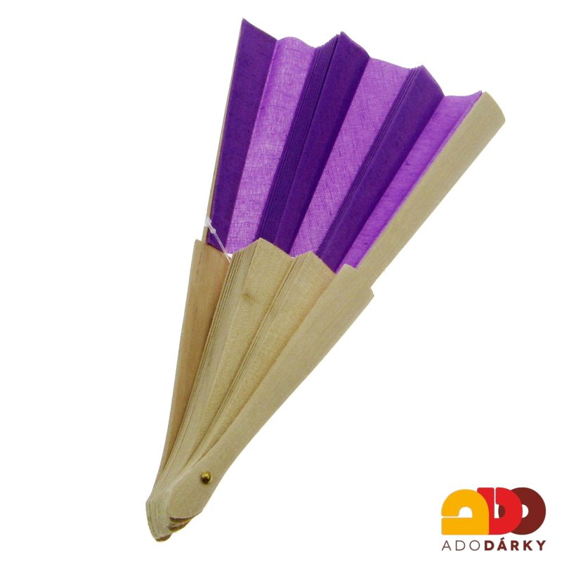 Vějíř dřevěný fialový 42 cm
