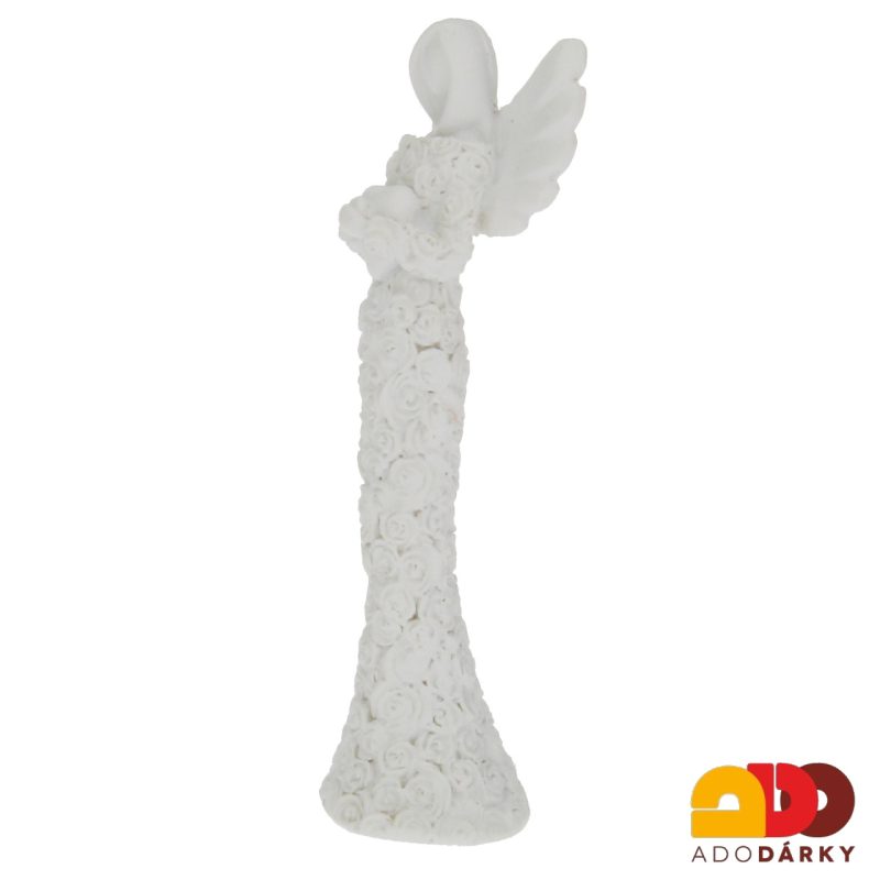 Anděl v květovaných šatech se srdcem 15 cm