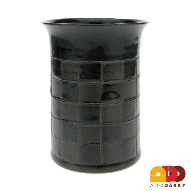 Hrnek černý károvaný 0,3 l