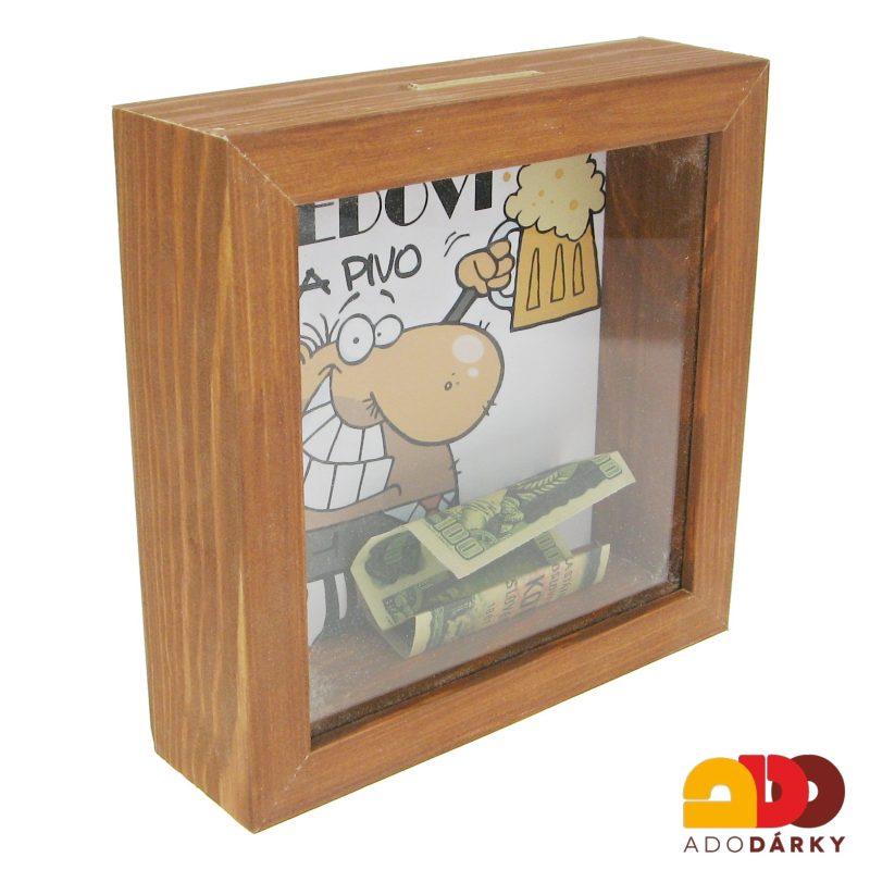 Dřevěná pokladnička Dědovi na pivo