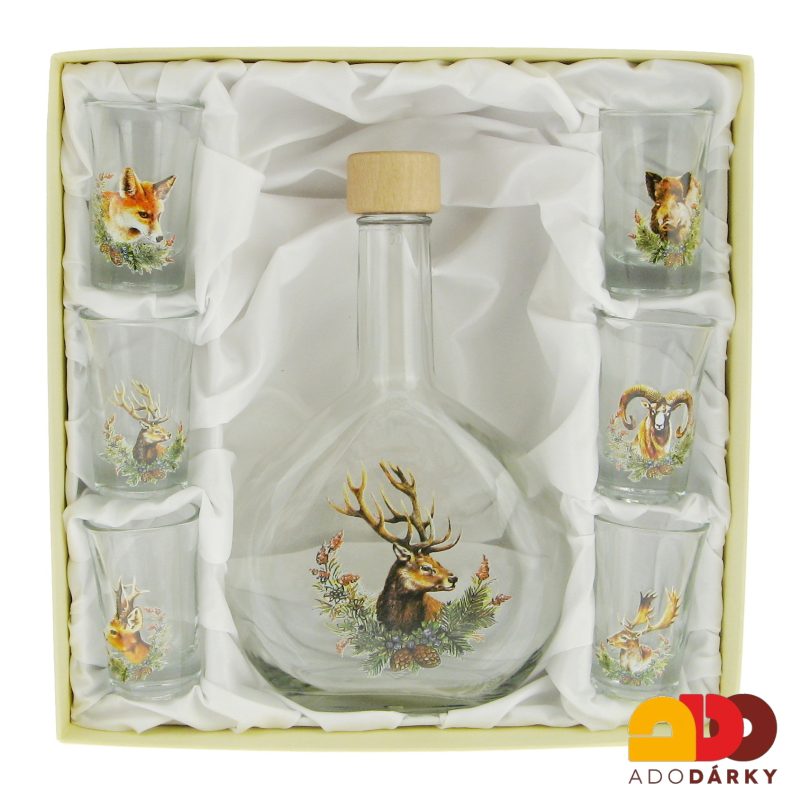 Sada 6 odlivek s láhví "Jelen" 0,5 l