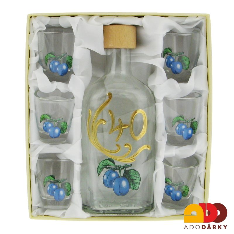 Sada 6 odlivek s láhví "40 švestky" 0,35 l