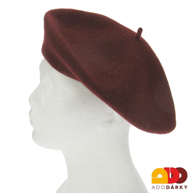 Vlněný baret vínový