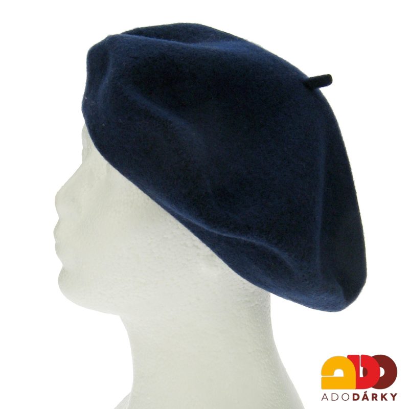 Vlněný baret tmavě modrý