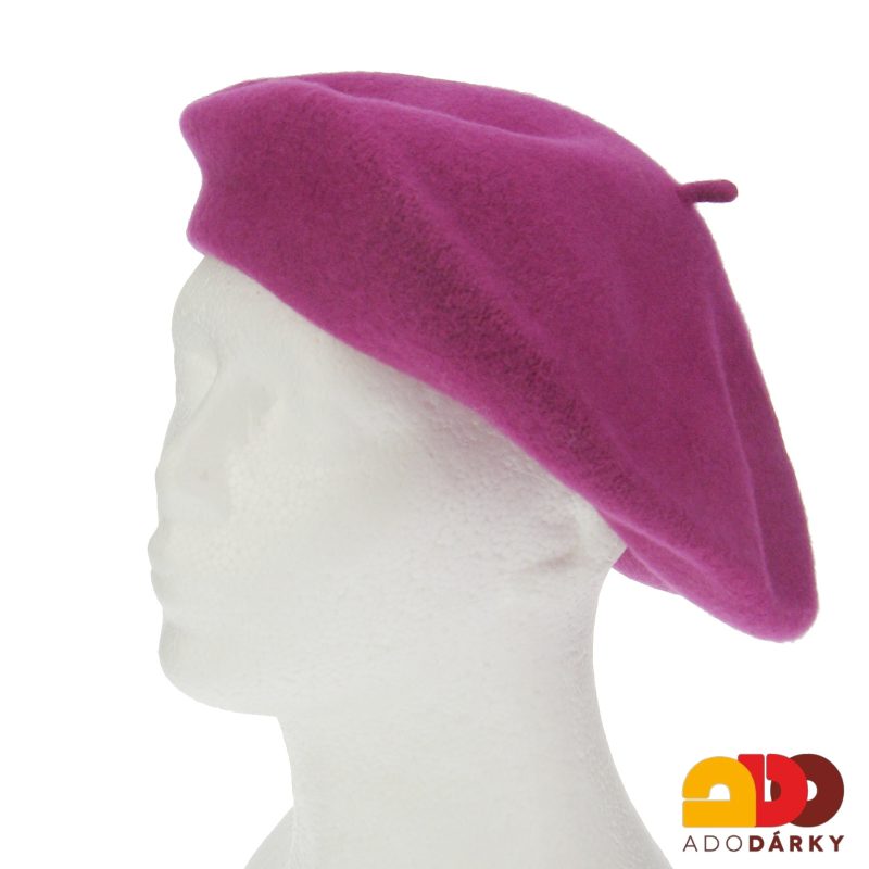 Vlněný baret vínový