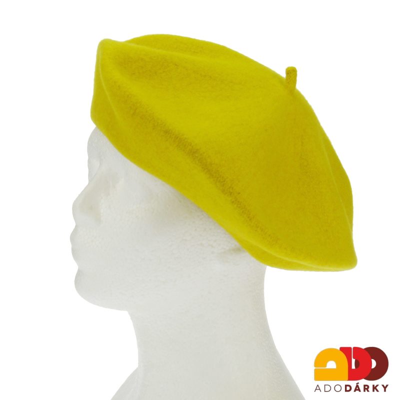 Vlněný baret žlutý