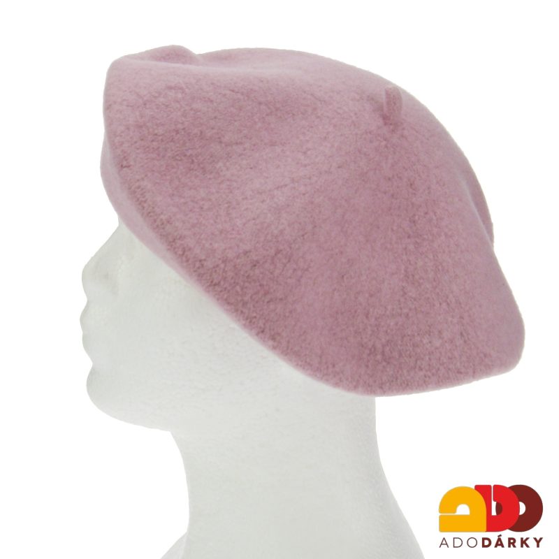 Vlněný baret starorůžový