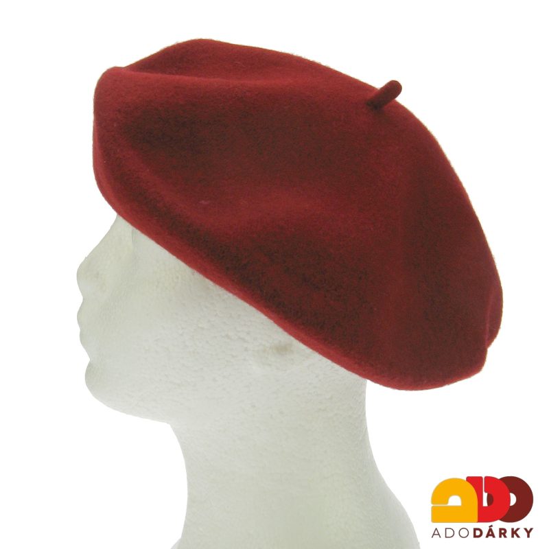 Vlněný baret červený