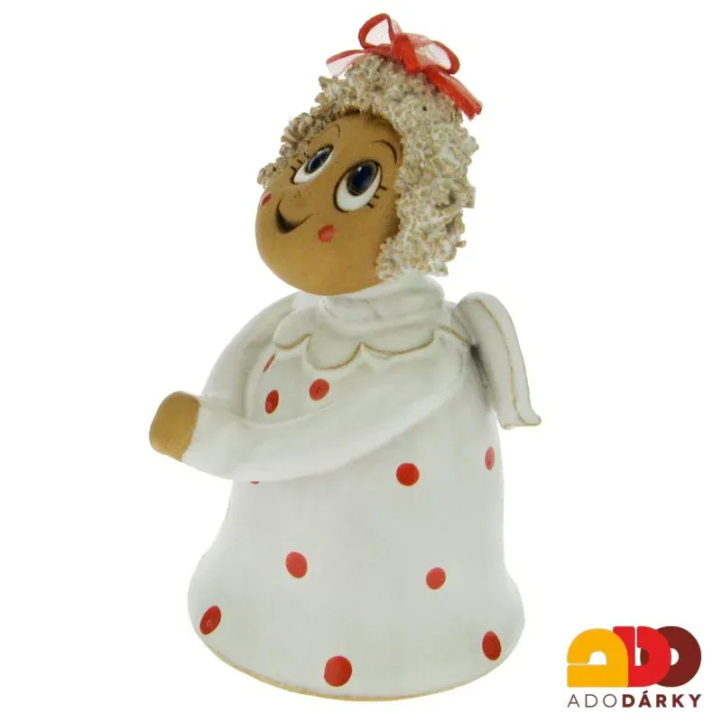 Zvonek anděl s mašličkou 11,5 cm