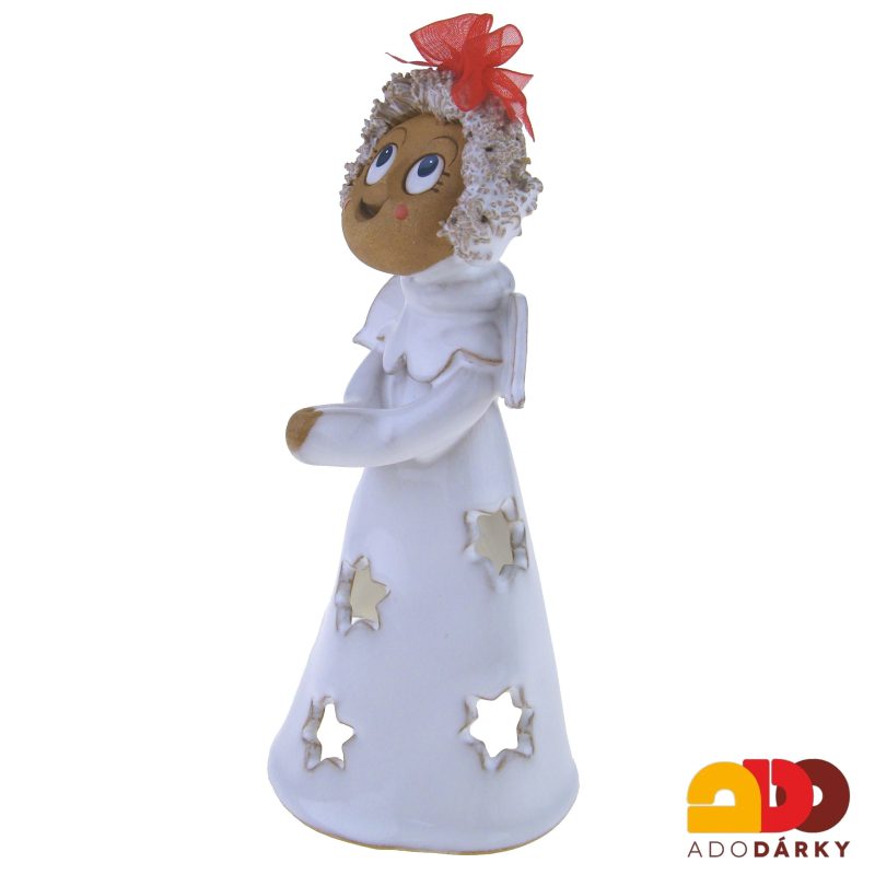 Zvonek anděl s hvězdičkama 16 cm