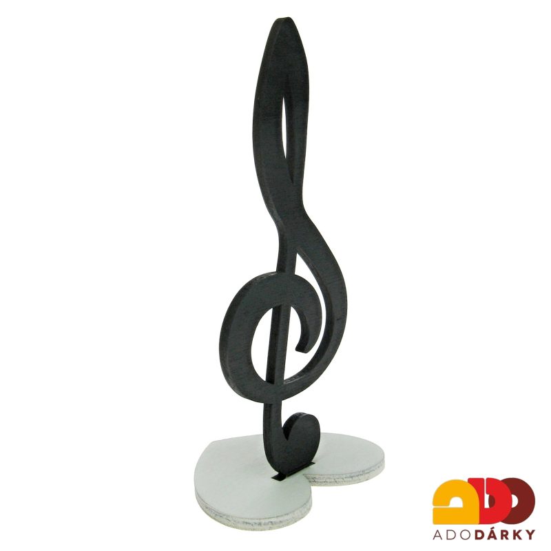 Dřevěná figurka Houslový klíč, černý 18 cm