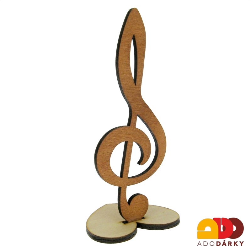 Dřevěná figurka Houslový klíč, hnědý 18 cm