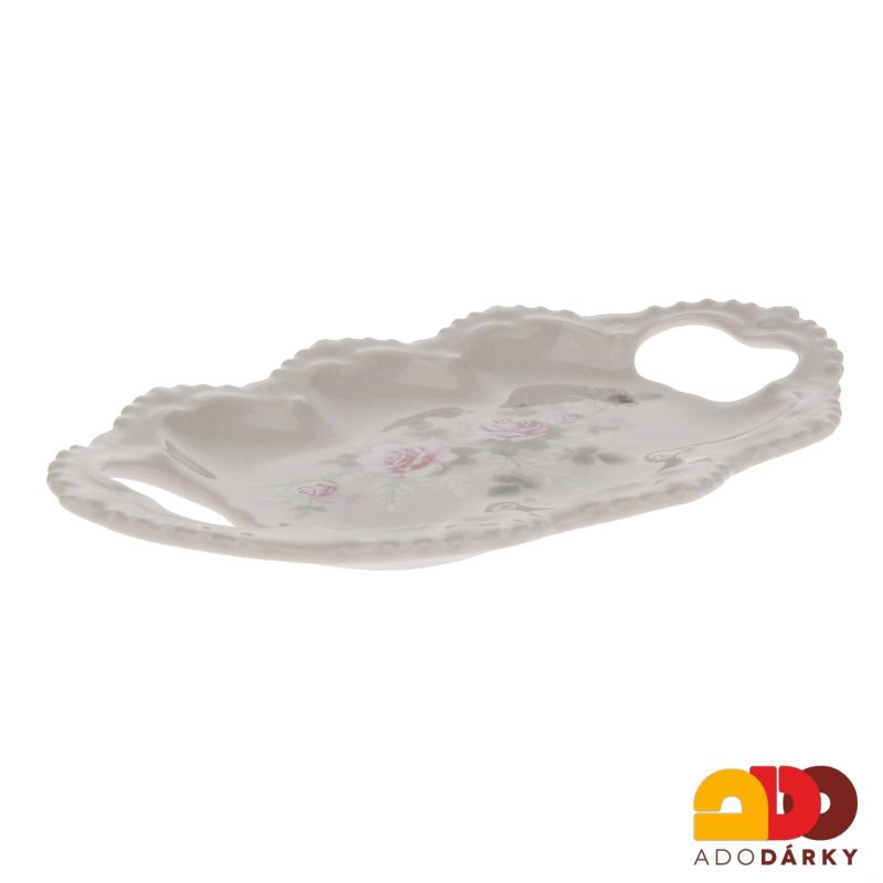 Talířek růžový porcelán s růžemi 16 cm