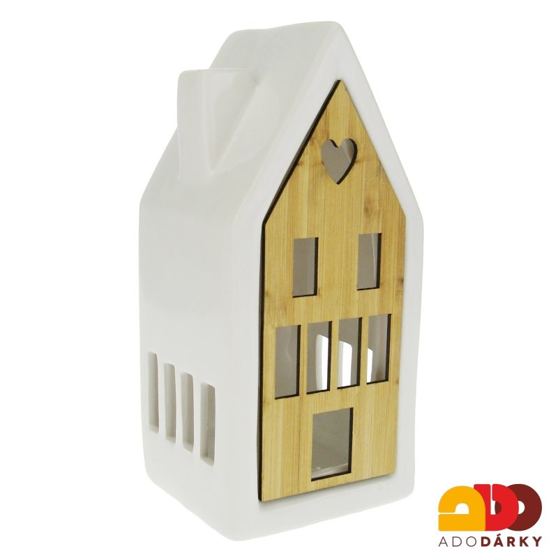 Svítící porcelánový domeček, LED 19 cm
