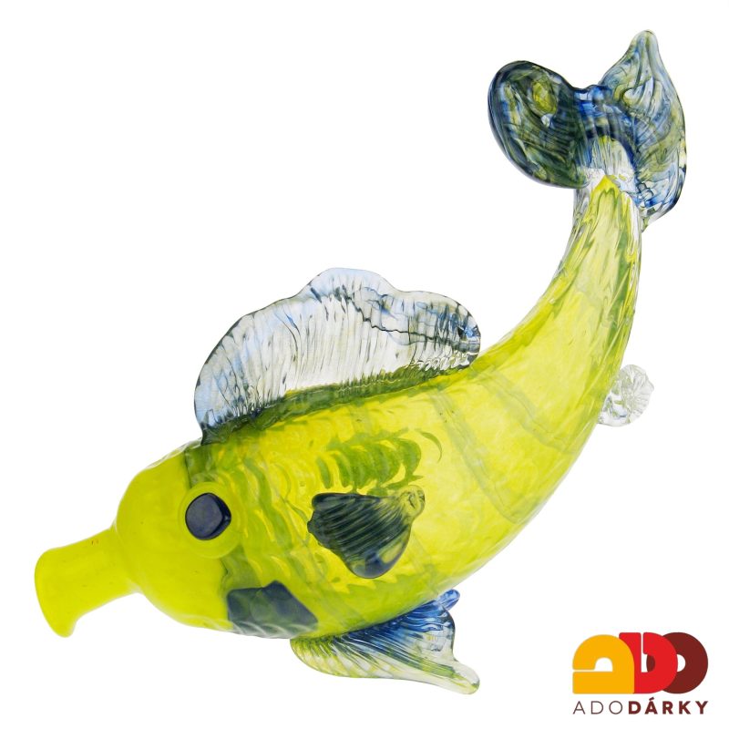 Skleněná ryba žlutá 38 cm