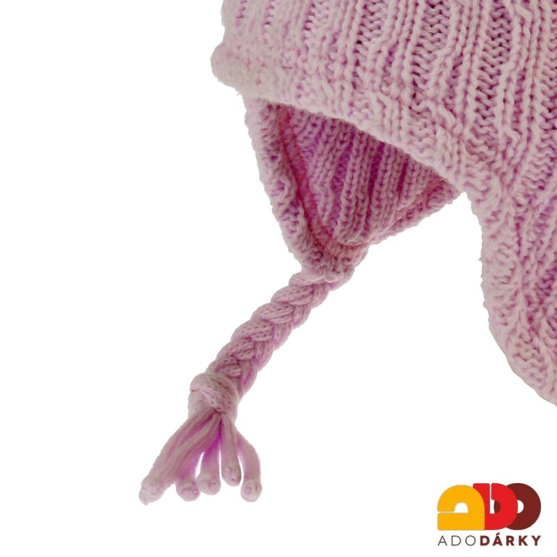 Pletená zimní čepice růžová s cancoury