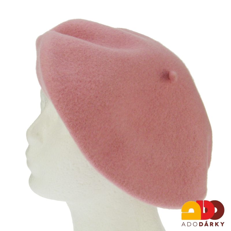 Vlněný baret jasně růžový