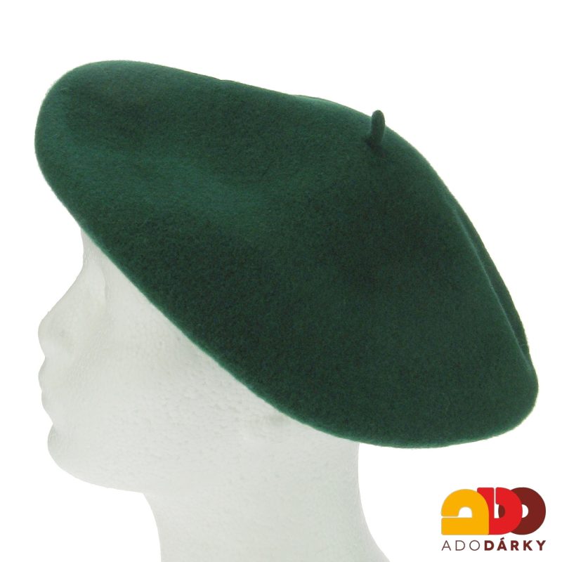 Vlněný baret tmavě zelený