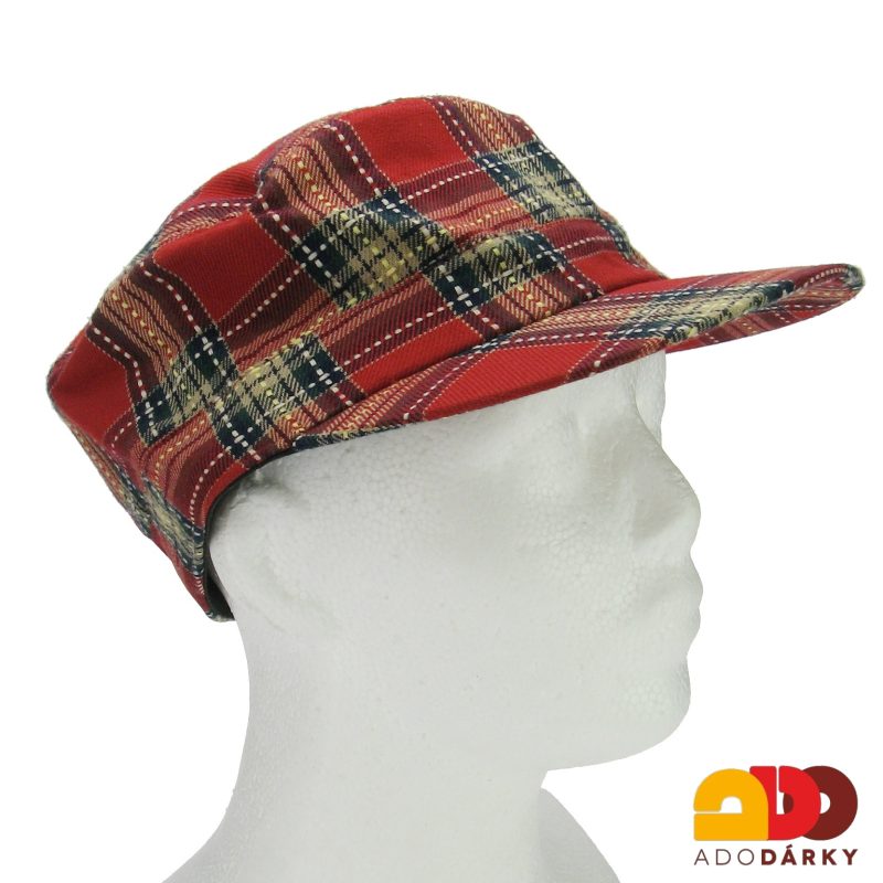 Kšiltovka červená károvaná