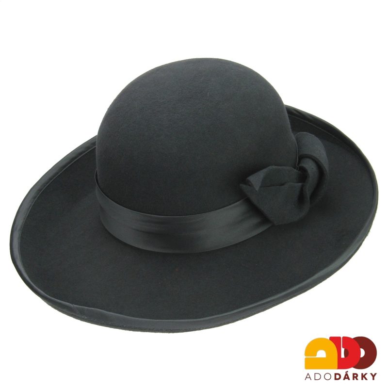 Fialový plstěný klobouk s mašlí
