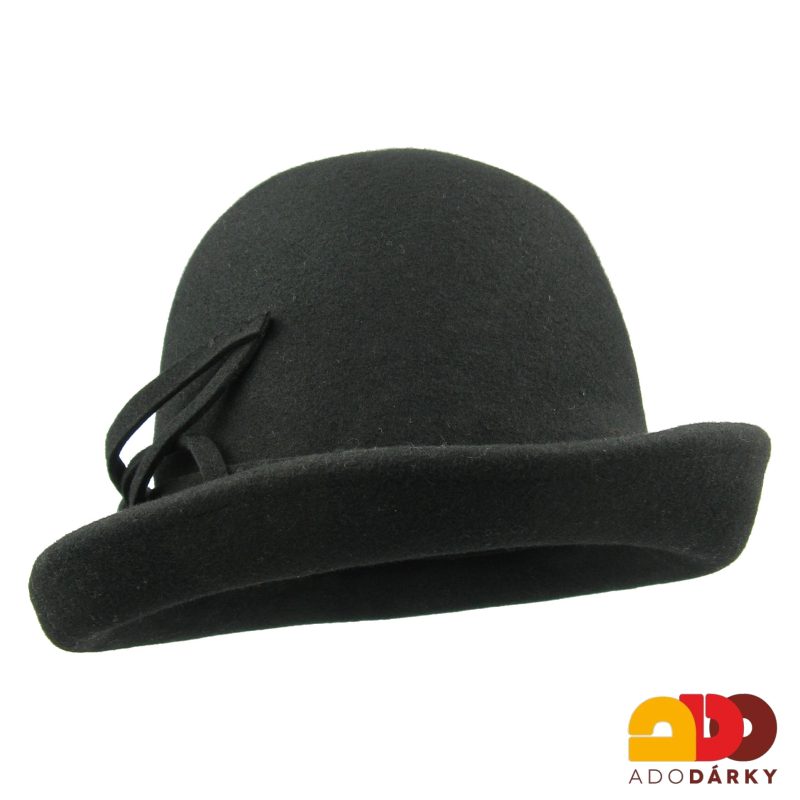 Čený plstěný klobouk s ozdobnou mašlí