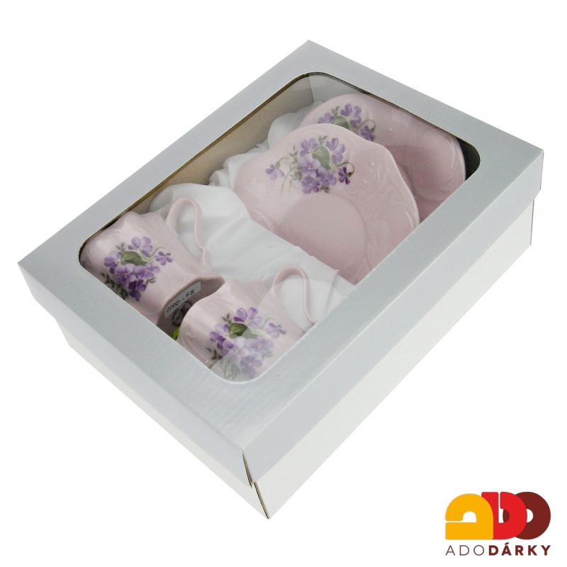 Sada šálků s podšálky růžový porcelán 0,12 l