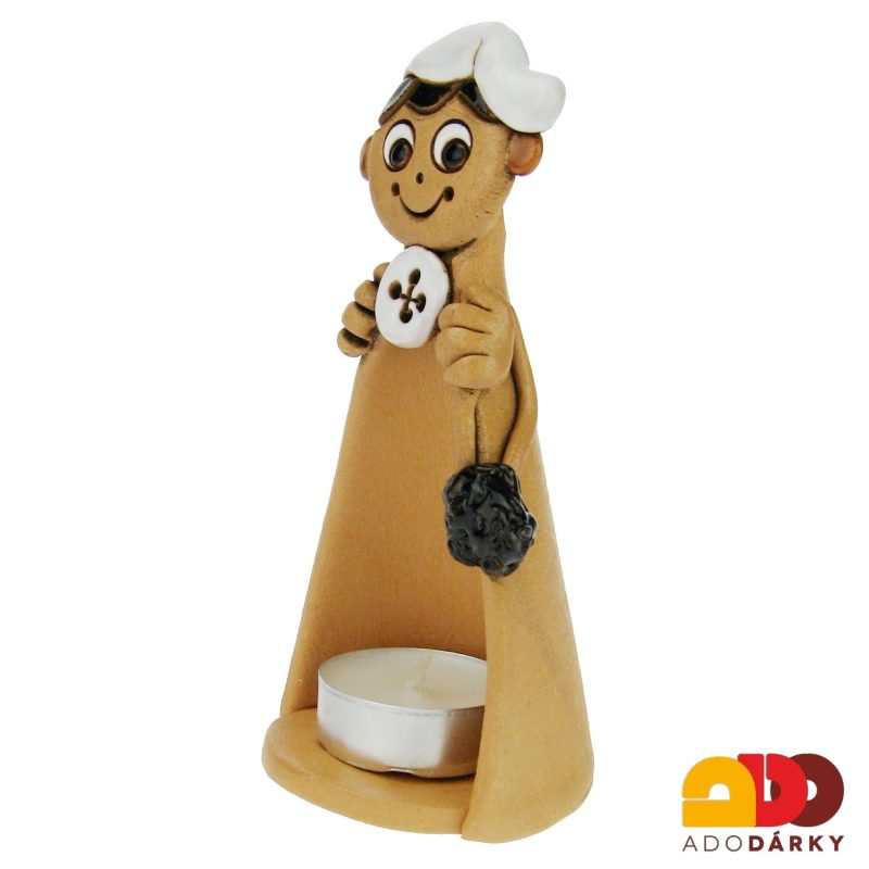 Svícen kominík s knoflíkem 16 cm